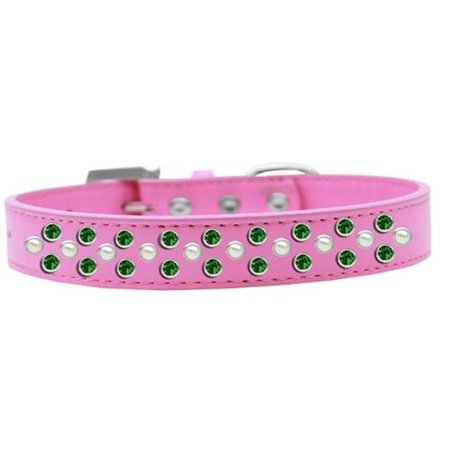 UNCONDITIONAL LOVE Sprinkles Pearl & Emerald Green Crystals Dog CollarBright Pink Size 12 UN812432